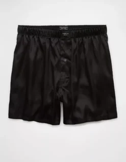 AEO Men's Satin Pocket Boxer Short Bold Black -American Eagle Fashion 0238 3812 064 f