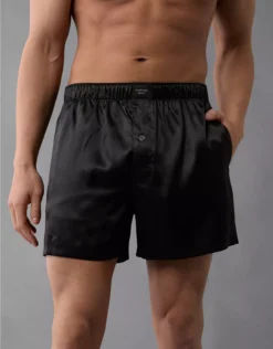 AEO Men's Satin Pocket Boxer Short Bold Black