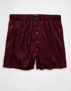 AEO Men's Satin Pocket Boxer Short Maroon -American Eagle Fashion 0238 4925 647 f
