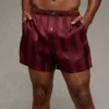AEO Men's Satin Pocket Boxer Short Maroon