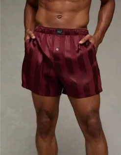 AEO Men's Satin Pocket Boxer Short Maroon
