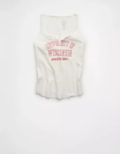 AE Wisconsin Badgers Graphic Notch Neck Tank Top White -American Eagle Fashion 0301 6275 100 f