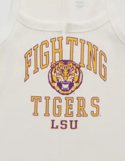 AE LSU Tigers Graphic Notch Neck Tank Top Fresh White -American Eagle Fashion 0301 6275 139 d1