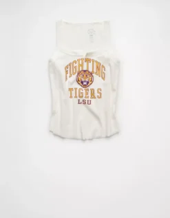 AE LSU Tigers Graphic Notch Neck Tank Top Fresh White -American Eagle Fashion 0301 6275 139 f