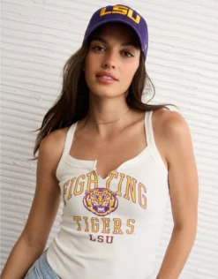 AE LSU Tigers Graphic Notch Neck Tank Top Fresh White