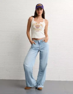 AE LSU Tigers Graphic Notch Neck Tank Top Fresh White -American Eagle Fashion 0301 6275 139 os