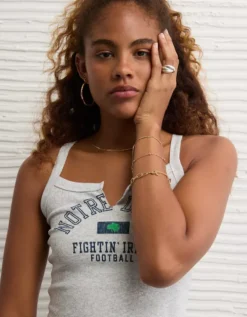 AE Notre Dame Fighting Irish Graphic Notch Neck Tank Top Heather Gray -American Eagle Fashion 0301 6279 006 d2