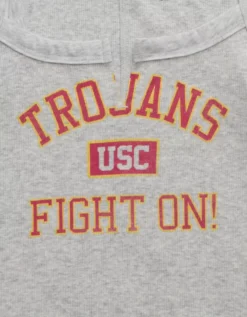 AE USC Trojans Graphic Notch Neck Tank Top Gray Heather -American Eagle Fashion 0301 6279 069 d1