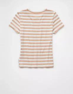 AE Pride Striped Hey Baby Tee Cream -American Eagle Fashion 0303 1163 106 b