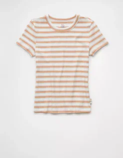 AE Pride Striped Hey Baby Tee Cream -American Eagle Fashion 0303 1163 106 f