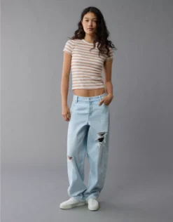 AE Pride Striped Hey Baby Tee Cream