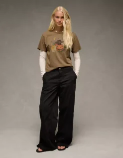 AE Ex-Boyfriend Halloween Graphic T-Shirt Bunker Olive -American Eagle Fashion 0303 1206 306 os