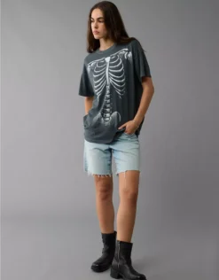 AE Oversized Halloween Graphic T-Shirt Washed Black
