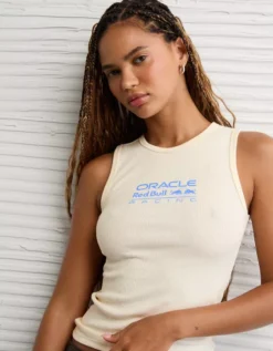 Oracle Red Bull Racing X AE Graphic Tank Top Cream -American Eagle Fashion 0308 6355 106 d2