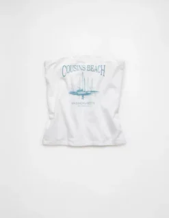 AE X The Summer I Turned Pretty Graphic Tube Top White -American Eagle Fashion 0308 6513 100 f