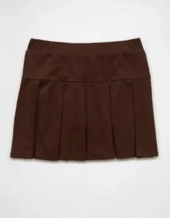 AE Pleated It Knit Skort Chocolate -American Eagle Fashion 0312 4751 285 f