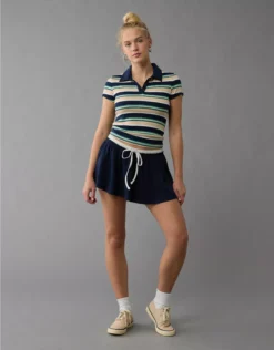 AE High-Waisted Knit Mini Skort Navy