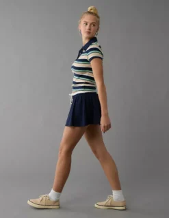 AE High-Waisted Knit Mini Skort Navy -American Eagle Fashion 0312 5040 410 os