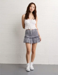 AE High-Waisted Smocked Mini Skirt Multi