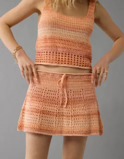 AE High-Waisted Plaid Ruffle Skort Orange -American Eagle Fashion 0312 5206 800 os