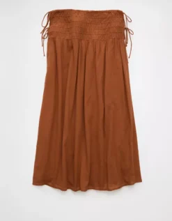 AE High-Waisted Tie Side Maxi Skirt Amber Brown -American Eagle Fashion 0312 5238 206 b