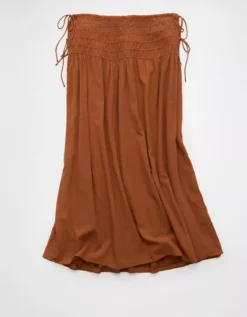 AE High-Waisted Tie Side Maxi Skirt Amber Brown -American Eagle Fashion 0312 5238 206 f