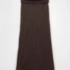 AE Cozy High-Waisted Foldover Maxi Skirt Chocolate