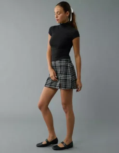 AE It Knit Plaid Skort Black -American Eagle Fashion 0313 5029 001 os