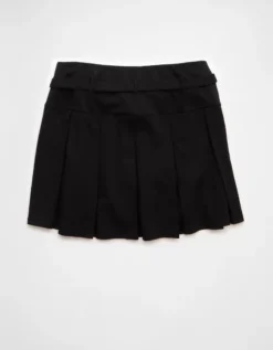 AE It Knit Low-Rise Belted Pleated Skort Black -American Eagle Fashion 0313 5033 001 b