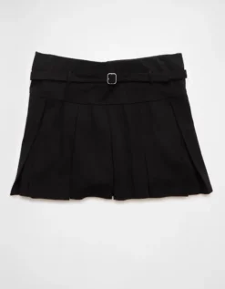 AE It Knit Low-Rise Belted Pleated Skort Black -American Eagle Fashion 0313 5033 001 f