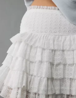 AE High-Waisted Ruffle Mini Skort White -American Eagle Fashion 0313 5038 100 d3