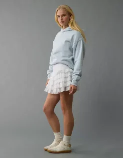 AE High-Waisted Ruffle Mini Skort White -American Eagle Fashion 0313 5038 100 os