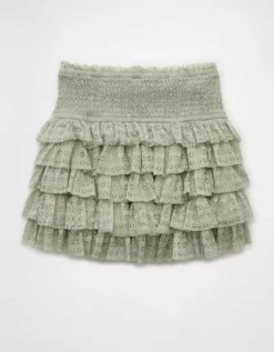 AE High-Waisted Ruffle Mini Skort Olive -American Eagle Fashion 0313 5038 309 b