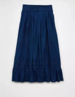 AE High-Waisted Ruffle Maxi Skirt Chambray Blue -American Eagle Fashion 0313 5134 523 b