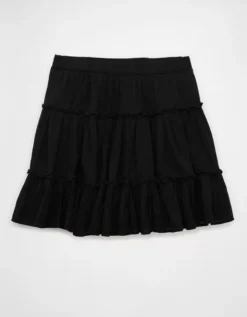 AE High-Waisted Tiered Mini Skirt Black -American Eagle Fashion 0313 5152 001 f