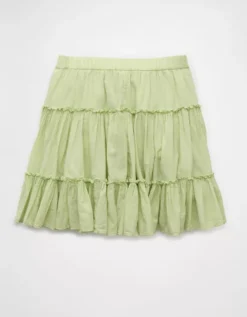 AE High-Waisted Tiered Mini Skirt Green -American Eagle Fashion 0313 5152 300 b