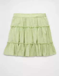 AE High-Waisted Tiered Mini Skirt Green -American Eagle Fashion 0313 5152 300 f