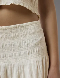 AE High-Waisted Smocked Maxi Skirt Cream -American Eagle Fashion 0313 5166 106 d2