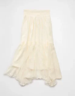 AE Smocked Handkerchief Hem Maxi Skirt Cream -American Eagle Fashion 0313 5180 106 f