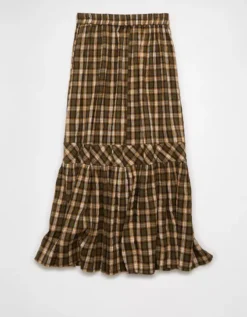 AE Plaid Maxi Skirt Green -American Eagle Fashion 0313 5181 300 b