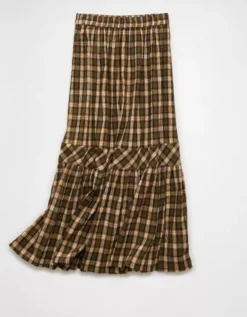 AE Plaid Maxi Skirt Green -American Eagle Fashion 0313 5181 300 f