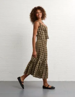 AE Plaid Maxi Skirt Green -American Eagle Fashion 0313 5181 300 os