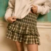 AE High-Waisted Plaid Ruffle Skort Leaf Green