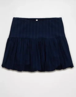 AE High-Waisted Smocked Bubble Skirt Navy -American Eagle Fashion 0313 5233 410 f