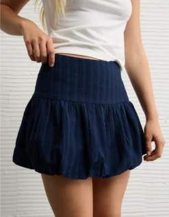 AE High-Waisted Smocked Bubble Skirt Navy
