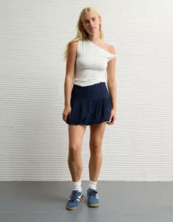 AE High-Waisted Smocked Bubble Skirt Navy -American Eagle Fashion 0313 5233 410 os