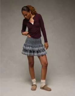 AE High Rise Mini Skirt Navy