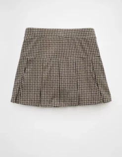 AE It Knit Low-Rise Pleated Plaid Skort Grey -American Eagle Fashion 0313 5314 050 b
