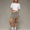 AE It Knit Low-Rise Pleated Plaid Skort Grey