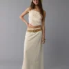 AE High-Waisted Linen-Blend Maxi Skirt Cream